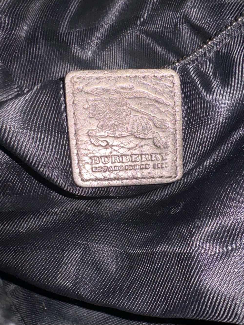 Vintage Burberry Nova Check Shoulder Tote Bag Metallic Pewter Leather Large - Picture 6 of 10